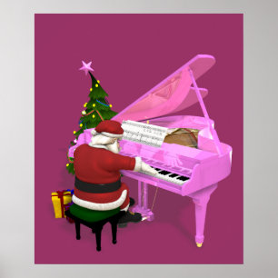 Poster O Papai Noel Joga Piano Rosa