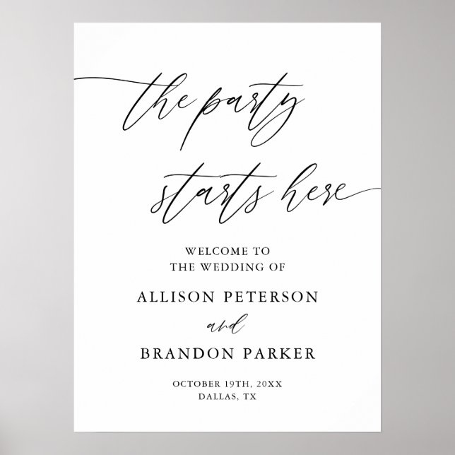 Poster O Partido Começa Aqui Sinal De Casamento Imprimíve (Frente)