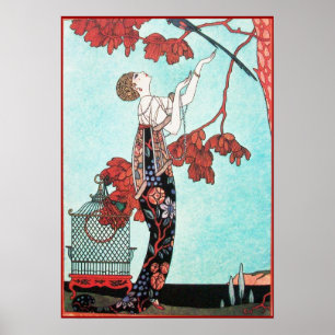 PÔSTER O PÁSSARO FLIGHTY, DESENHADOR DE MODA DA BELEZA