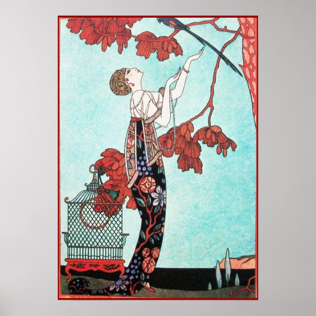 PÔSTER O PÁSSARO LEVE, DESIGNADOR DE MODA BELA (Frente)