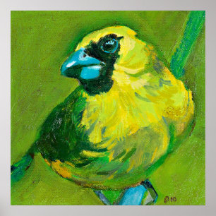 Poster O pássaro verde com o bico azul