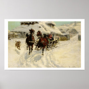 Pôster O passeio do trenó, 1896 (óleo em canvas)