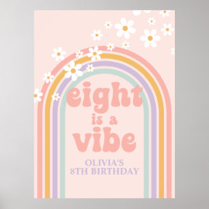 Poster O Pastel Rainbow Retro Oito é um oitavo Aniversári