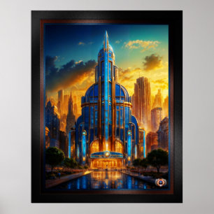 Poster O Pavilhão do Plana Azul Deco Grande Arte de Xzend