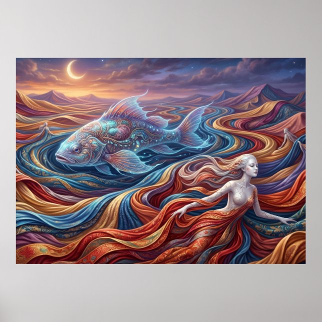 Poster O Peixe Celestial no Deserto de Seda (Frente)