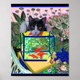 Poster O Peixe Goldfish e a Sheba Parody, Cat Art