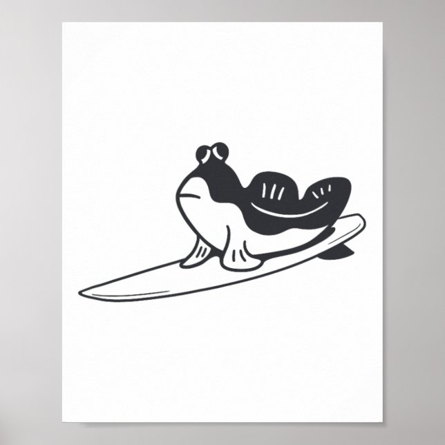 Poster O peixe-pula-pula está surfando. Design minimalist (Frente)