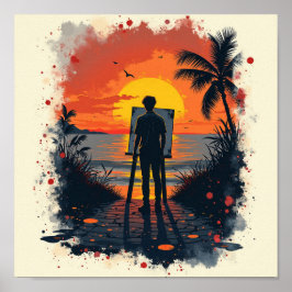 Poster O pintor ficou impressionado com sua pintura