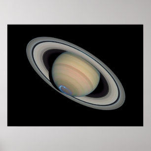 Pôster O planeta Saturn com Auroras