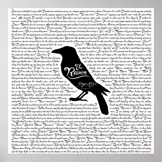 Poster O poema completo de Raven por Edgar Allan Poe (Frente)