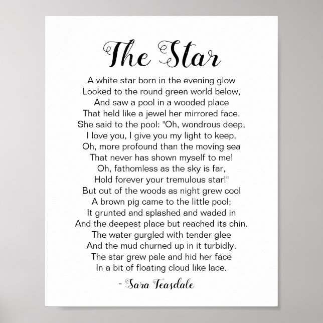 Poster O Poema das Estrelas de Sara Teasdale (Frente)