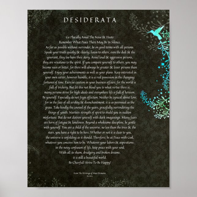 Pôster O Poema Desiderata de Max Ehrmann Chalk Art (Frente)