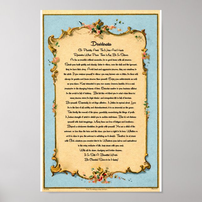 Poster O Poema Desiderata de Max Ehrmann Paris Cartão-pos (Frente)