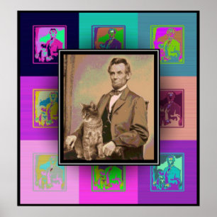 Poster O Pop Art Abraham Lincoln e o seu gato "Dixie"