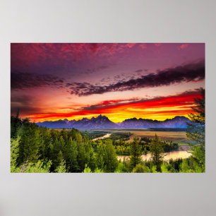 Poster O por do sol do verão no rio Snake negligencia