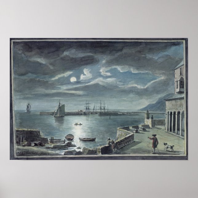Pôster O Porto e o Cobb, Lyme Regis por Lua (Frente)