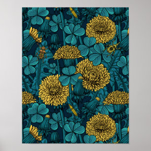 Poster O prado em amarelo e azul