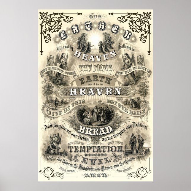 Poster O PRAYER do SENHOR como ensinado por Jesus 1876 (Frente)