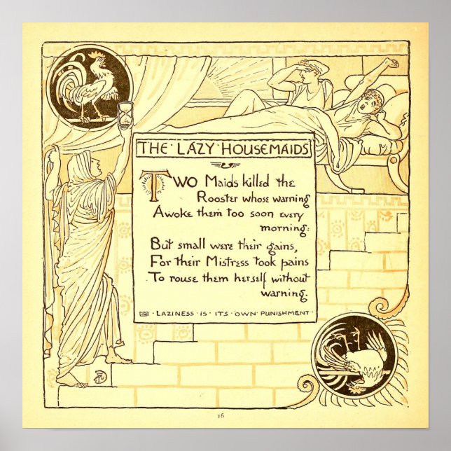 Poster O Preguiçoso Housemaids Walter Crane Small (Frente)