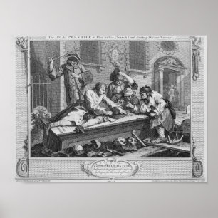 Poster 'O Prentice inativo no jogo na jarda da igreja