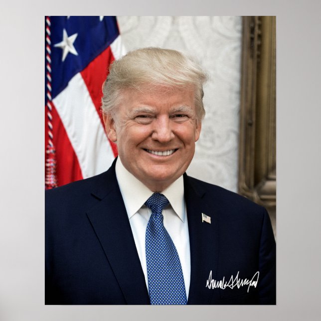 Poster O Presidente Donald Trump Com Sua Assinatura (Frente)
