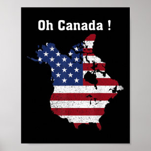 Poster O Presidente Engraçado Trump Dizendo "O Canadá Map