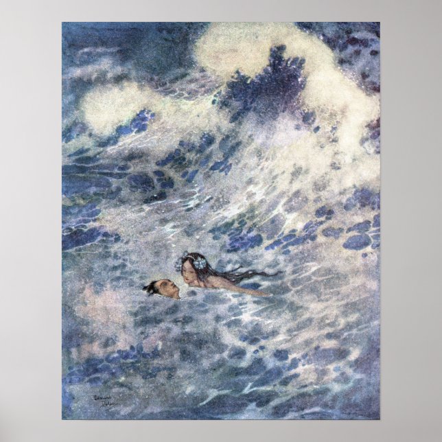 Pôster O Príncipe e a Sereia por Edmund Dulac (Frente)