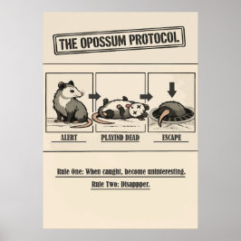 Poster O Protocolo do Gambá Humor Retrô