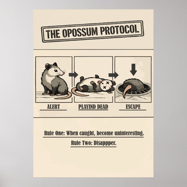 Poster O Protocolo do Gambá Humor Retrô (Frente)