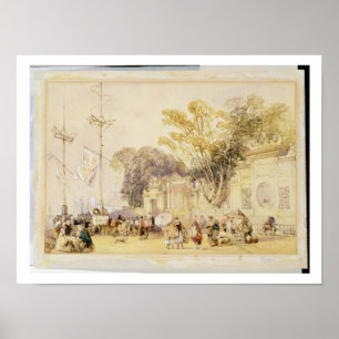 Pôster O quadrado da vila na baía de Hong Kong, chapeia 