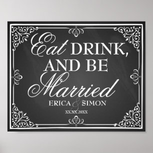 Pôster O quadro do sinal do casamento come a bebida e