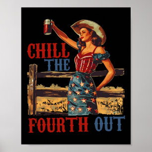 Poster O Quarto Fora Retro 4 de Julho Patriótico Mulheres