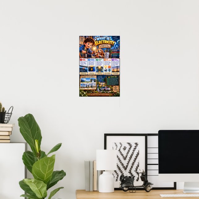 Poster O que É Infográfico de Eletricidade (Escritório em casa)