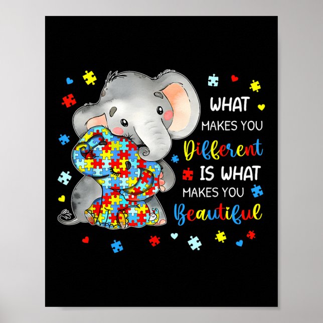 Poster O Que Te Faz Diferente Autismo Elefante (Frente)