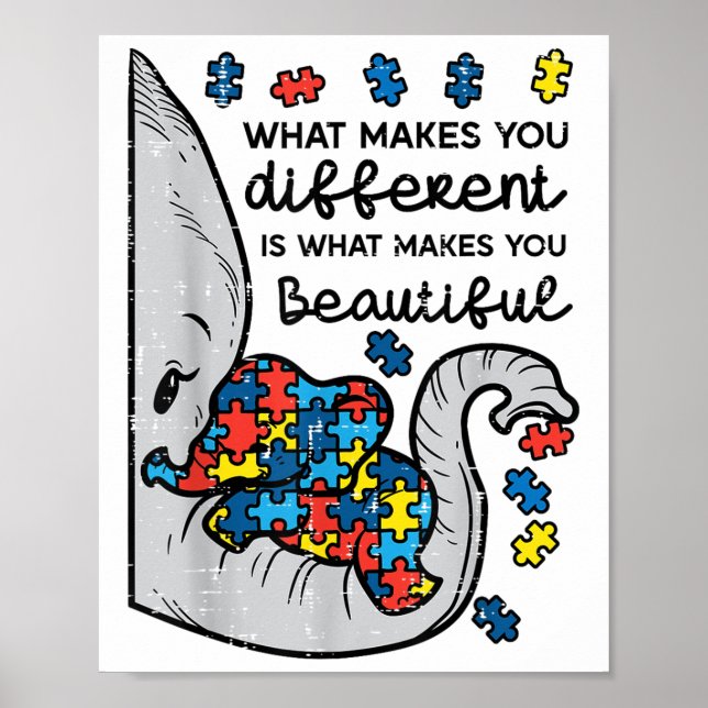 Poster O Que Te Faz Diferente Autismo Elefante (Frente)