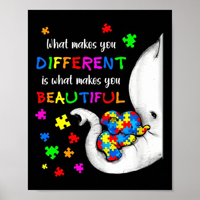 Poster O Que Te Faz Diferente Elefante Mãe Autismo Crianç (Frente)
