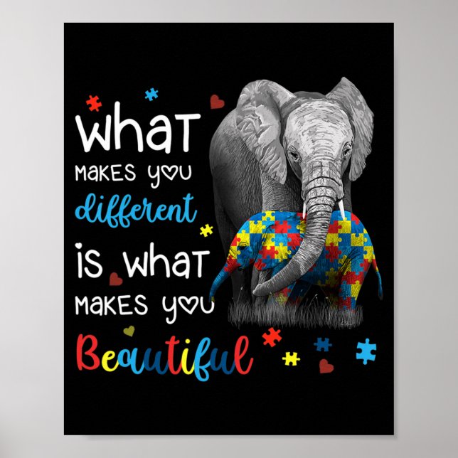 Poster O Que Te Faz Diferente Elefante Mãe Autismo Sabe (Frente)