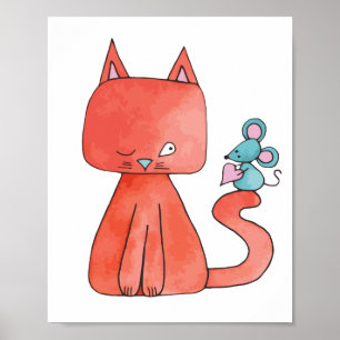 Pôster O rato bonito ama o gato do gatinho