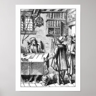 Pôster O receptor dos impostos, após um woodcut 'no uso