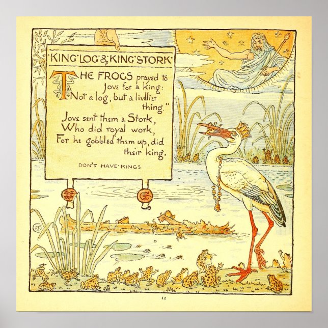 Poster O Rei Log e o Rei Stork Walter Crane Small (Frente)