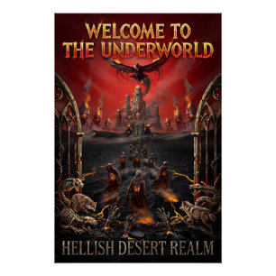 Pôster o Reino do Deserto Infernal Subterrâneo de Terror