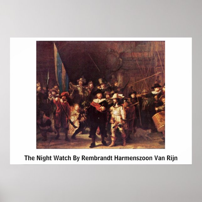 Pôster O Relógio Noturno De Rembrandt Harmenszoon Van Rij (Frente)