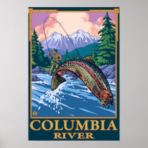 Poster O Rio Columbia, cena da pesca de WashingtonFly