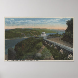 Pôster O Rio Columbia, Oregon - casa de Vista