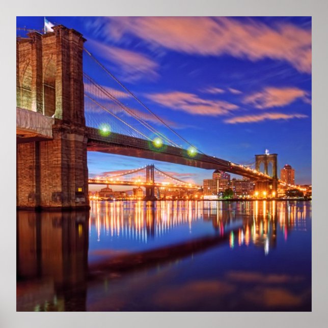 Poster O Rio Este, Ponte Brooklyn, Manhattan (Frente)