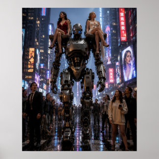 Poster O Robô Caminhando pela Cidade
