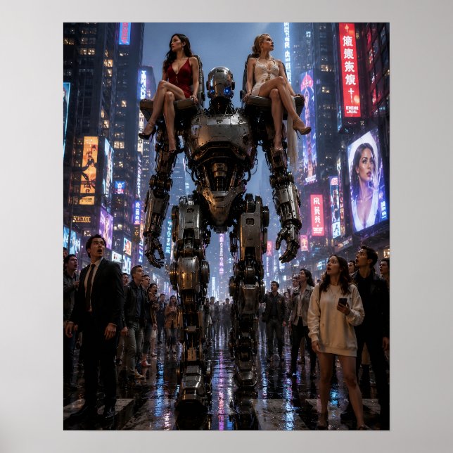 Poster O Robô Caminhando pela Cidade (Frente)