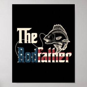 Poster O Rodfather Retro Groovy Amante da Pesca Presente
