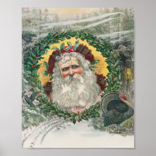 Poster O rosto de Papai Noel no meio do Natal