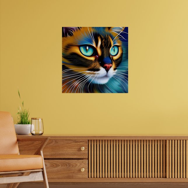 Poster O rosto de um belo ponto de Lynx Siamese (Sala de Estar 2)